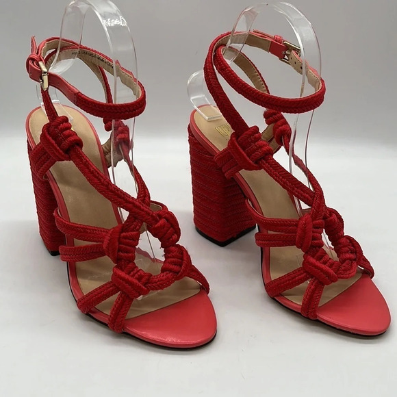 Cabi Tiptoe Strappy Rope Sandals in Red Hibiscus - Size 7 - Picture 2 of 10